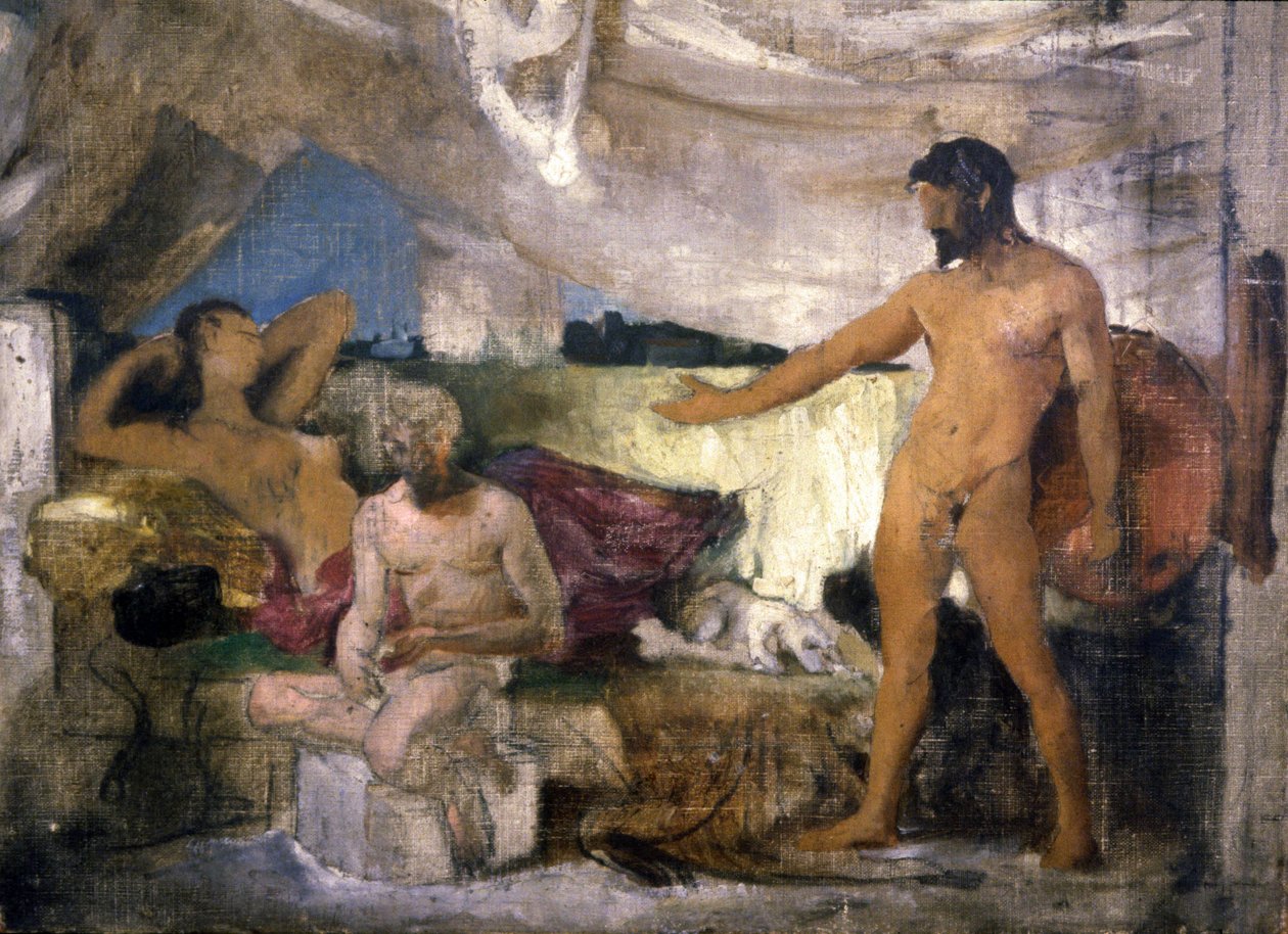 Trojankriget: Akille och Priamos, kung av Troja, ca 1850 (skiss) av Joseph Noel Sylvestre