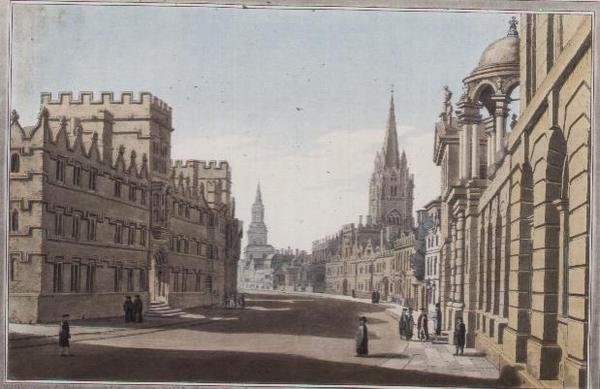 Vy över High Street i Oxford, graverad av J. C. Stadler (fl.1780-1812), publicerad 1793 (gravyr) av Joseph (after) Farington