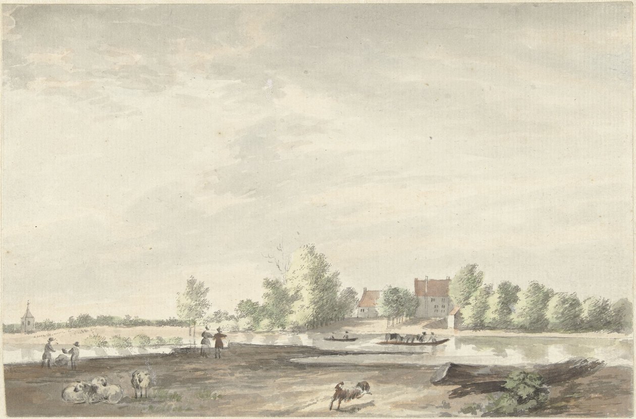 Färjehuset på Lek nära Schoonhoven av Joseph Adolf Schmetterling
