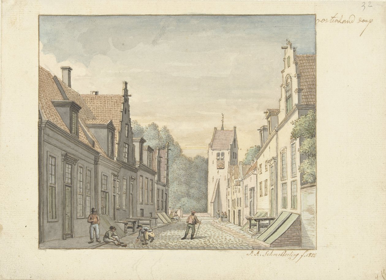 Gata i byn Oosterland på Duiveland Oosterland by (titel på objekt) av Joseph Adolf Schmetterling