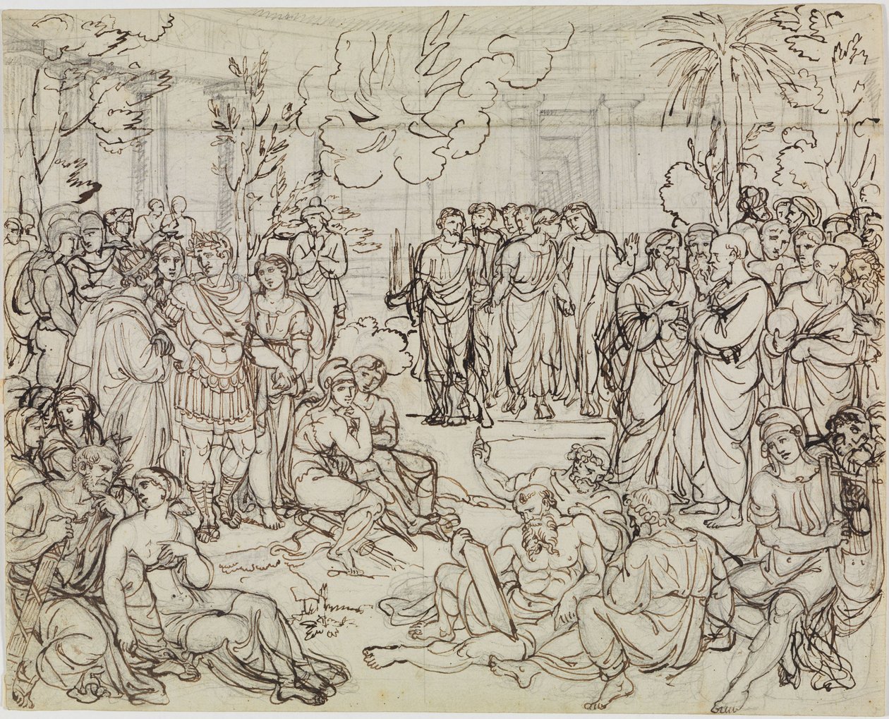 Dante och Vergilius bland hedningarna i Limbo (Dantes Inferno, sång 4, v. 52) av Joseph Anton Koch