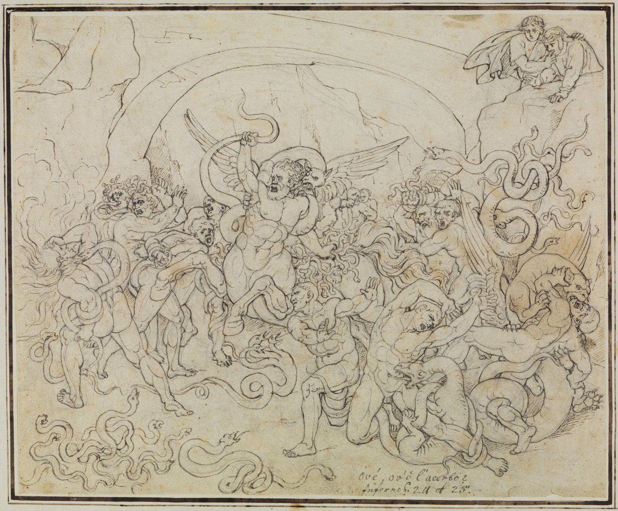 Tjuvarnas straff i ormarnas och drakarnas dal (Dantes Inferno, sång 25, V 17) av Joseph Anton Koch