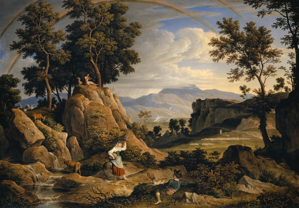 Landskap nära Olevano med regnbåge, 1823-24 av Joseph Anton Koch