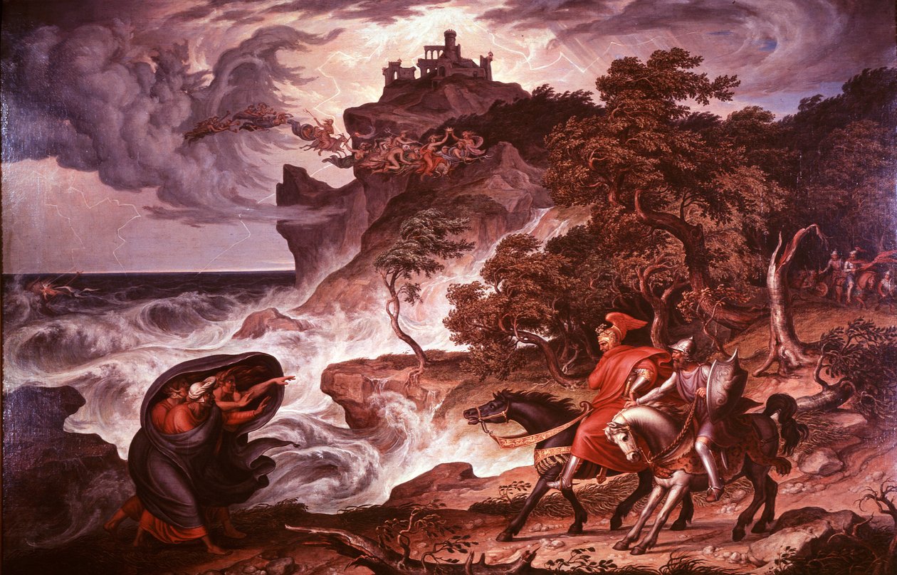 Macbeth och häxorna, 1835 av Joseph Anton Kock