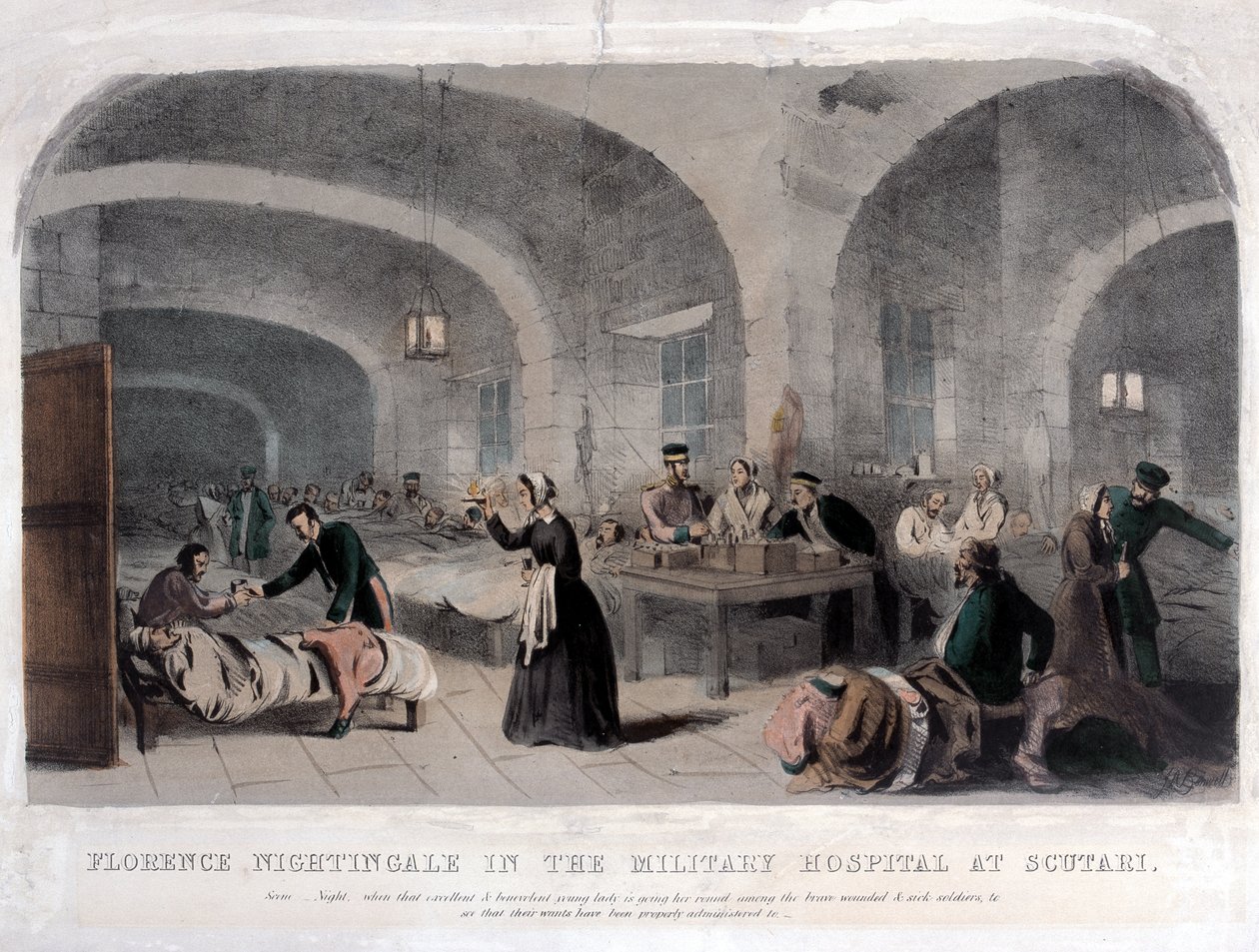 Florence Nightingale (1820-1910) på militärsjukhuset i Scutari under Krimkriget, 1856. av Joseph Austin Benwell