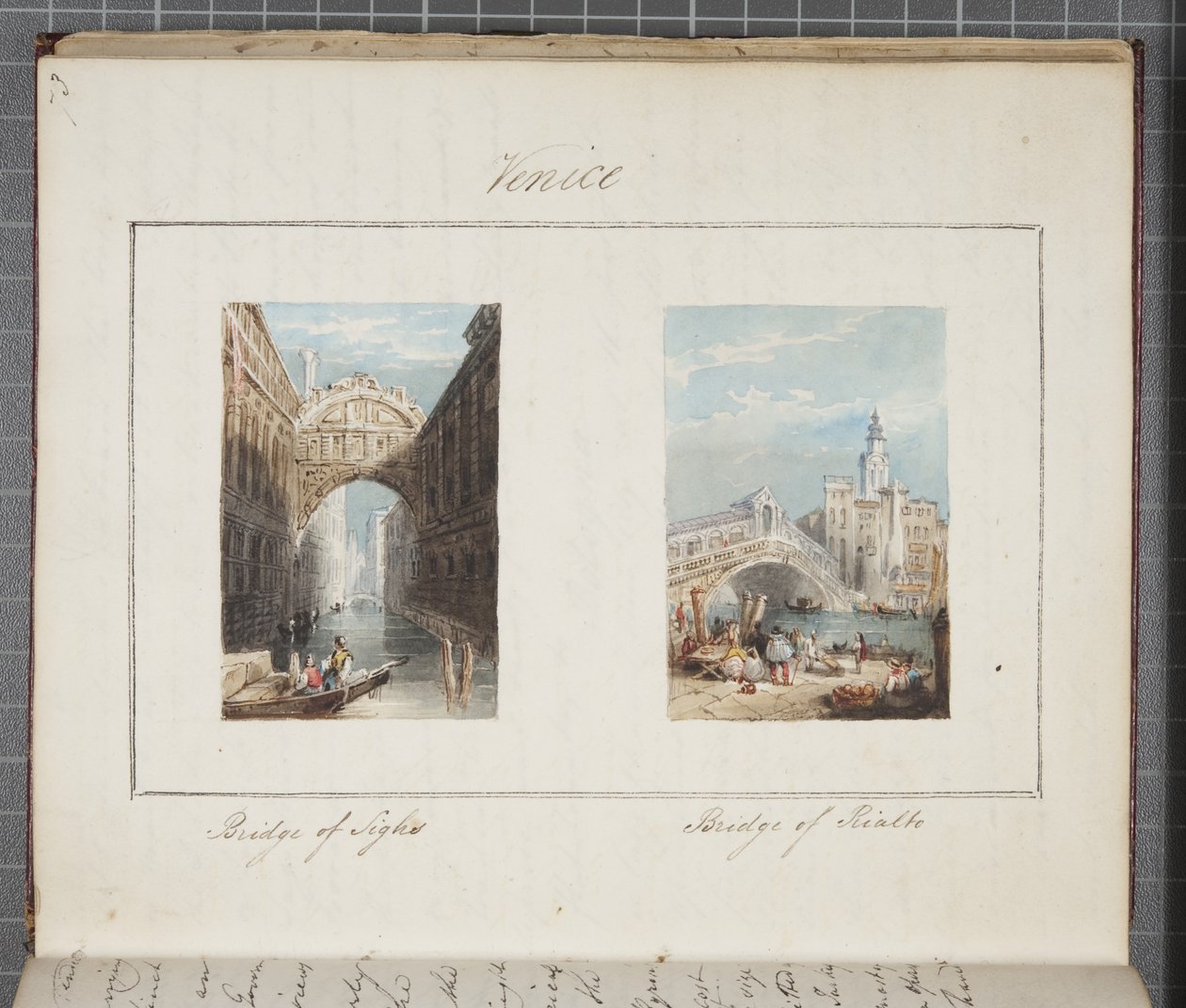 Venedig, inklistrad i Thomas Moodys Journal of a tour through Schweiz and Italy, 1822 (wc på papper) av Joseph Axe Sleap