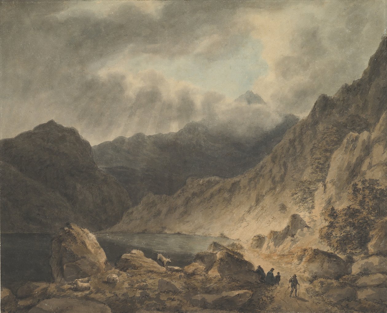 Storm över en sjö, 1800-1811. av Joseph Barber.