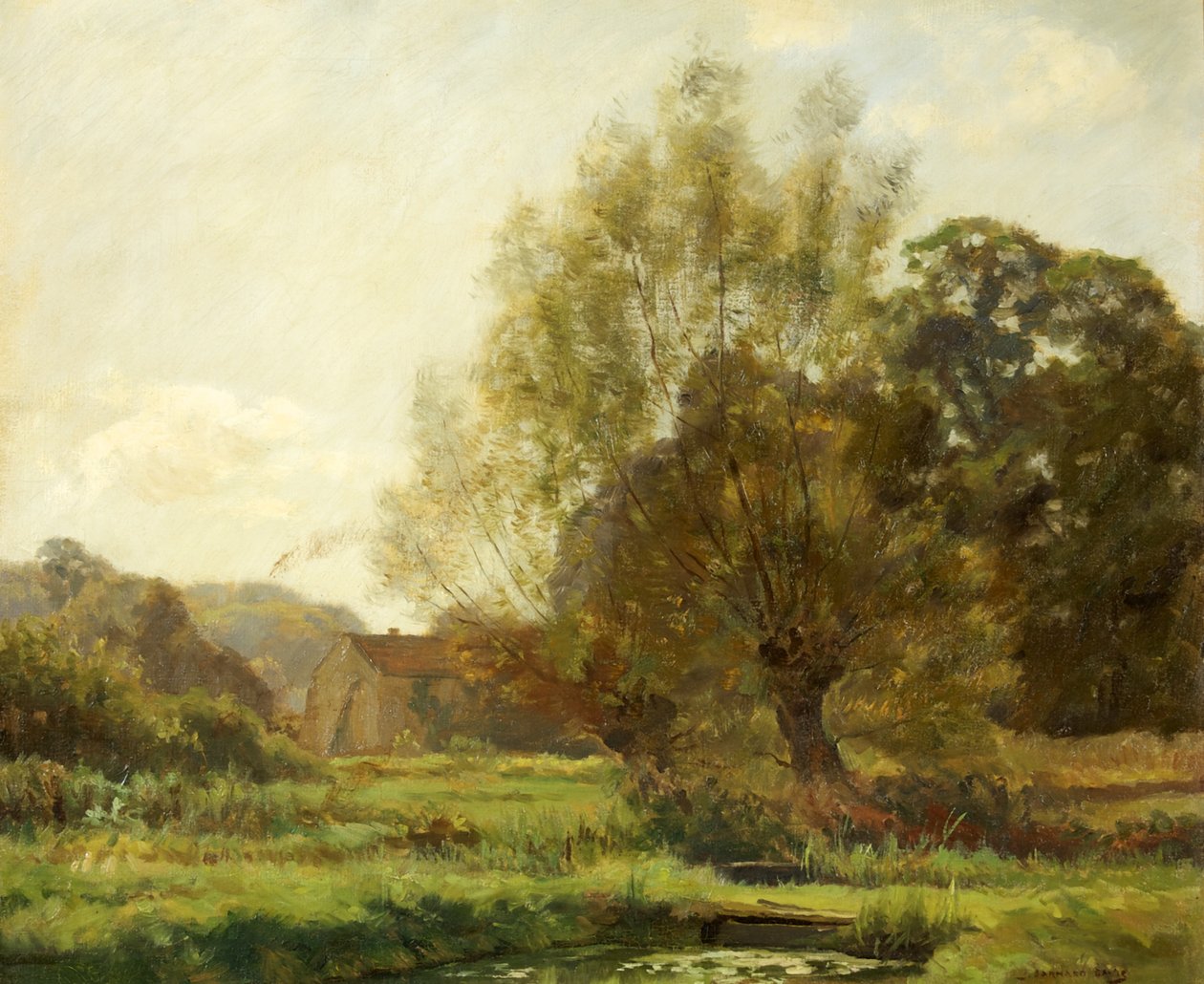 Bibury, Fishponds (olja på duk) av Joseph Barnard Davis