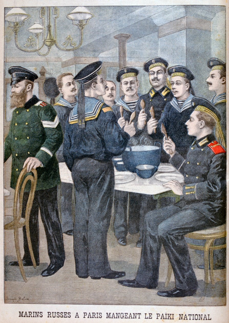 Ryska marinsoldater äter paiki i Paris, 1900 av Joseph Belon