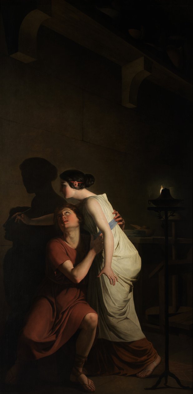 The Invention of the Art of Drawing (olja på duk) av Joseph Benoît Suvée