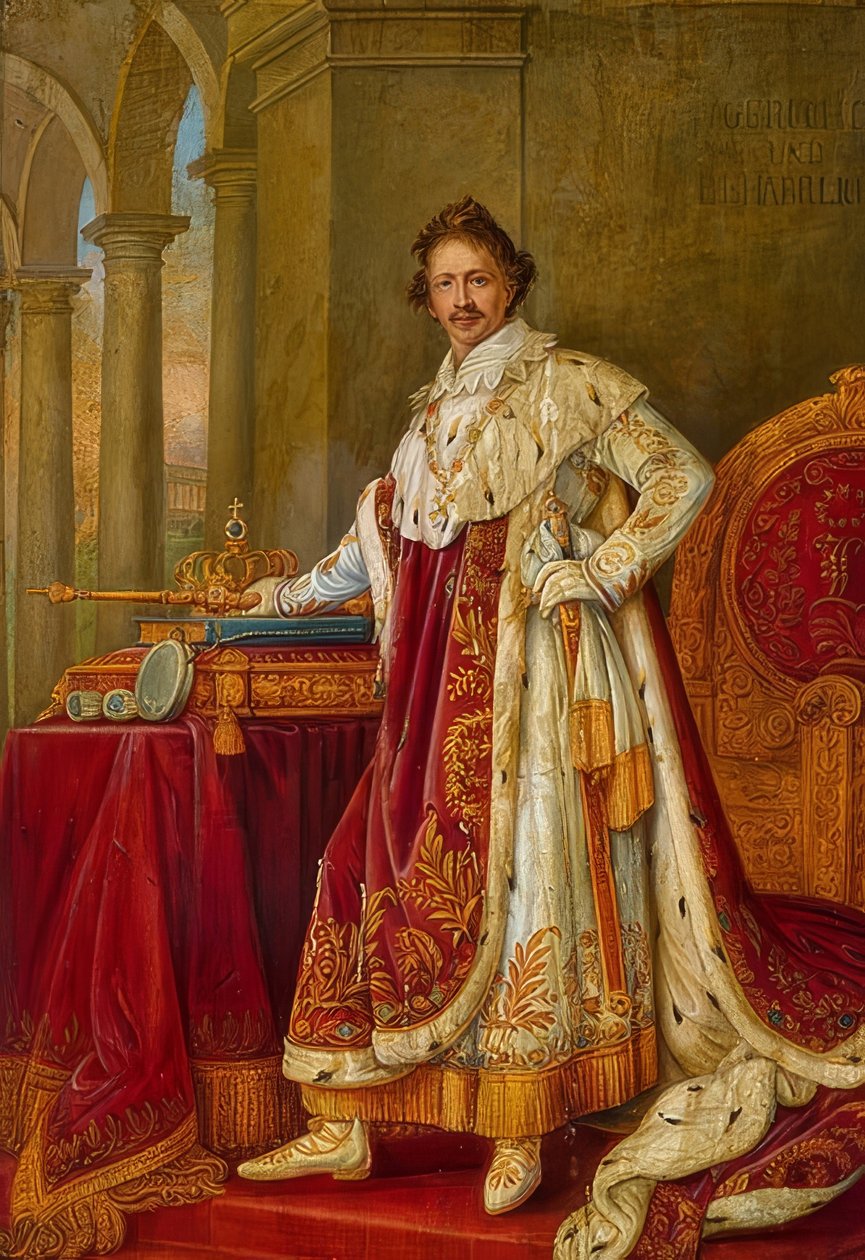 Kung Ludwig I av Bayern i kröningsregalier. (se även bildnummer 63815) av Joseph Carl Stieler