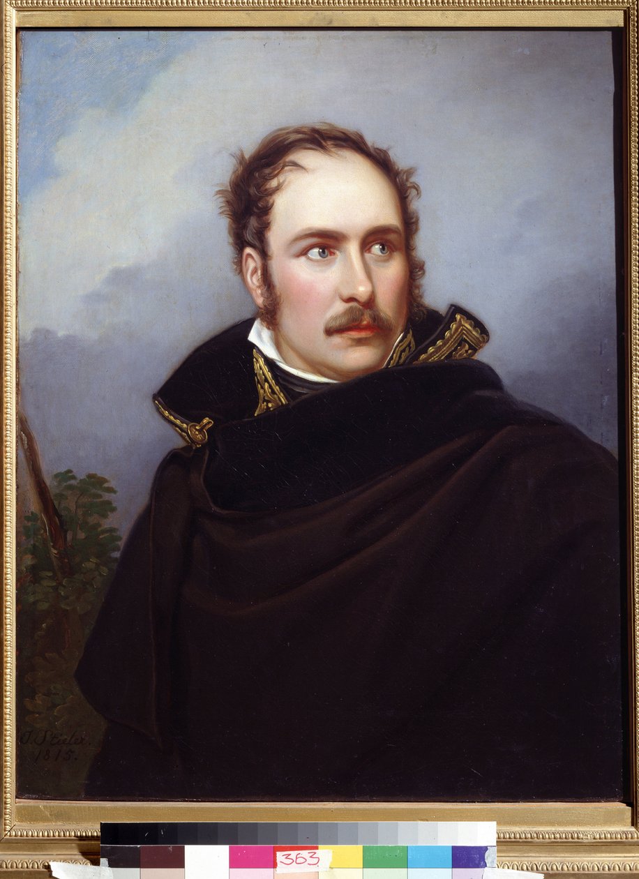 Porträtt av Eugene Rose de Beauharnais, känd som prins Eugene (1781-1824), vicekonung av kungariket Italien, storhertig av Frankfurt, hertig av Leuchtenberg (Eugene de Beauharnais, vicekung av kungariket Italien, storhertig av Frankfurt, hertig från Leucht av Joseph Carl Stieler