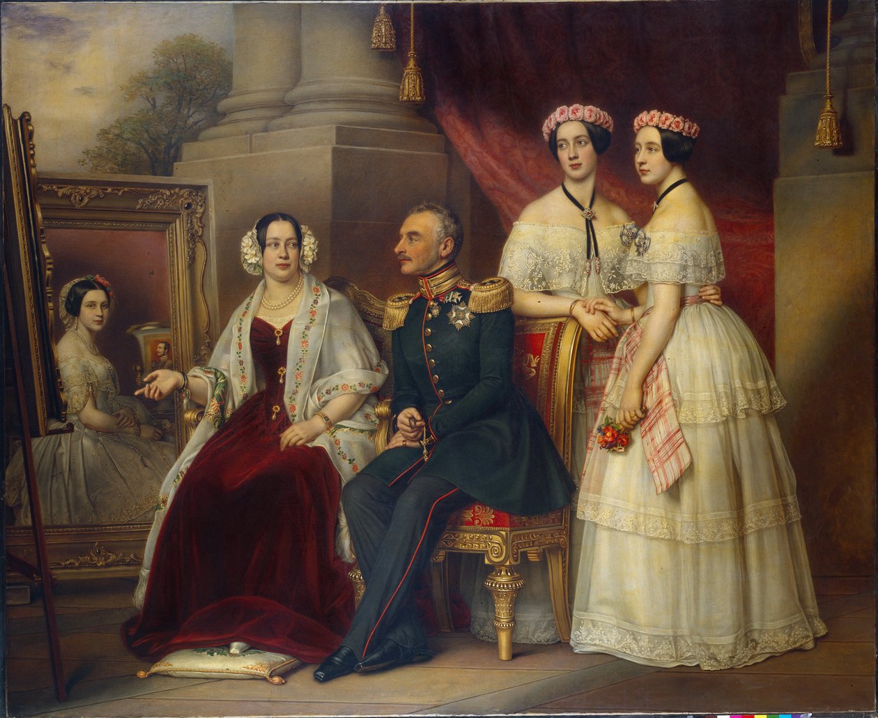 Familjeporträtt av Joseph, hertig av Saxe Altenburg (Saxe-Altenburg) (1789-1868) - Målning av Joseph Karl Stieler (1781-1858), olja på duk av Joseph Carl Stieler
