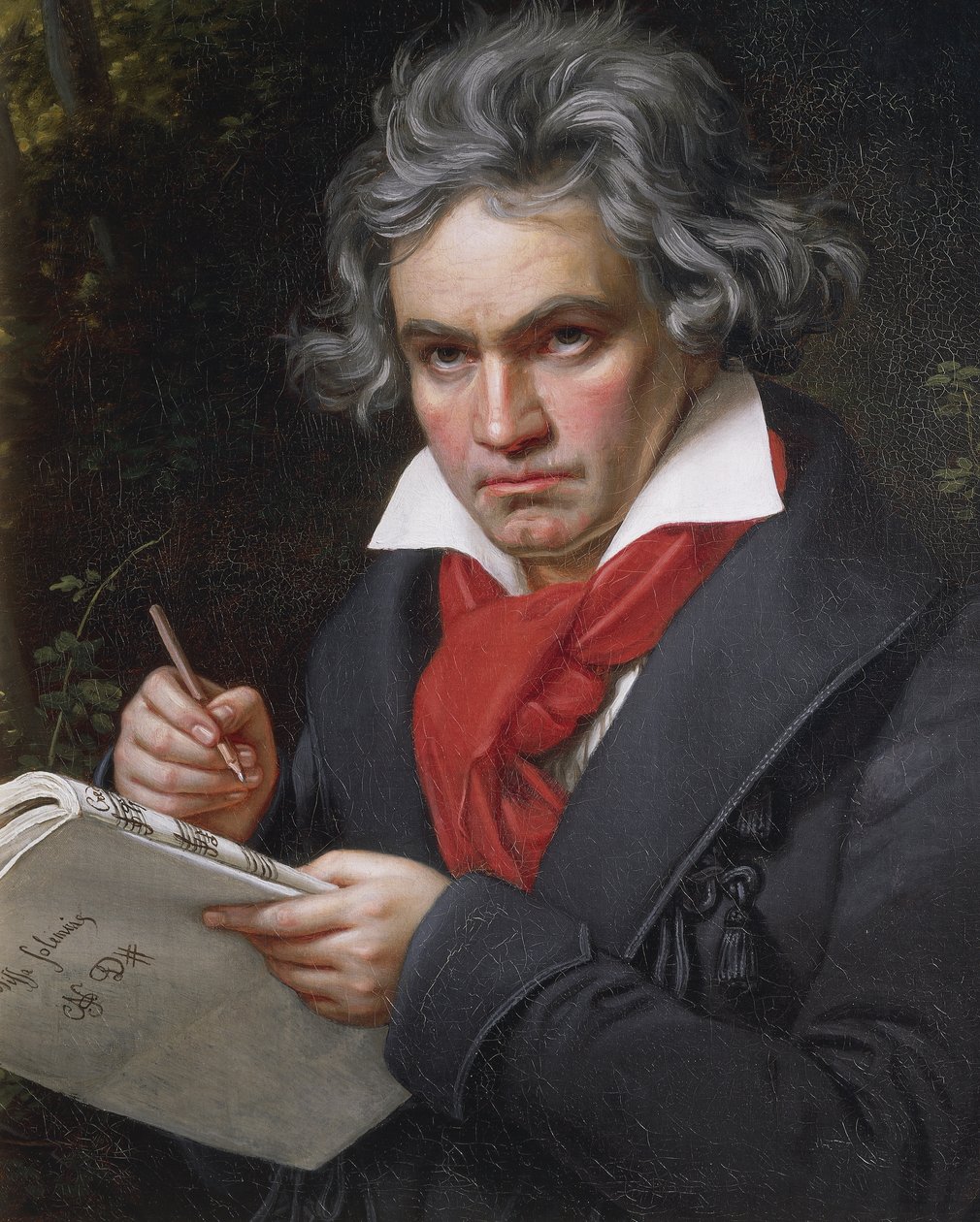 Porträtt av Ludwig van Beethoven (1770-1827), tysk kompositör och pianist som komponerar Missa Solemnis av Joseph Carl Stieler