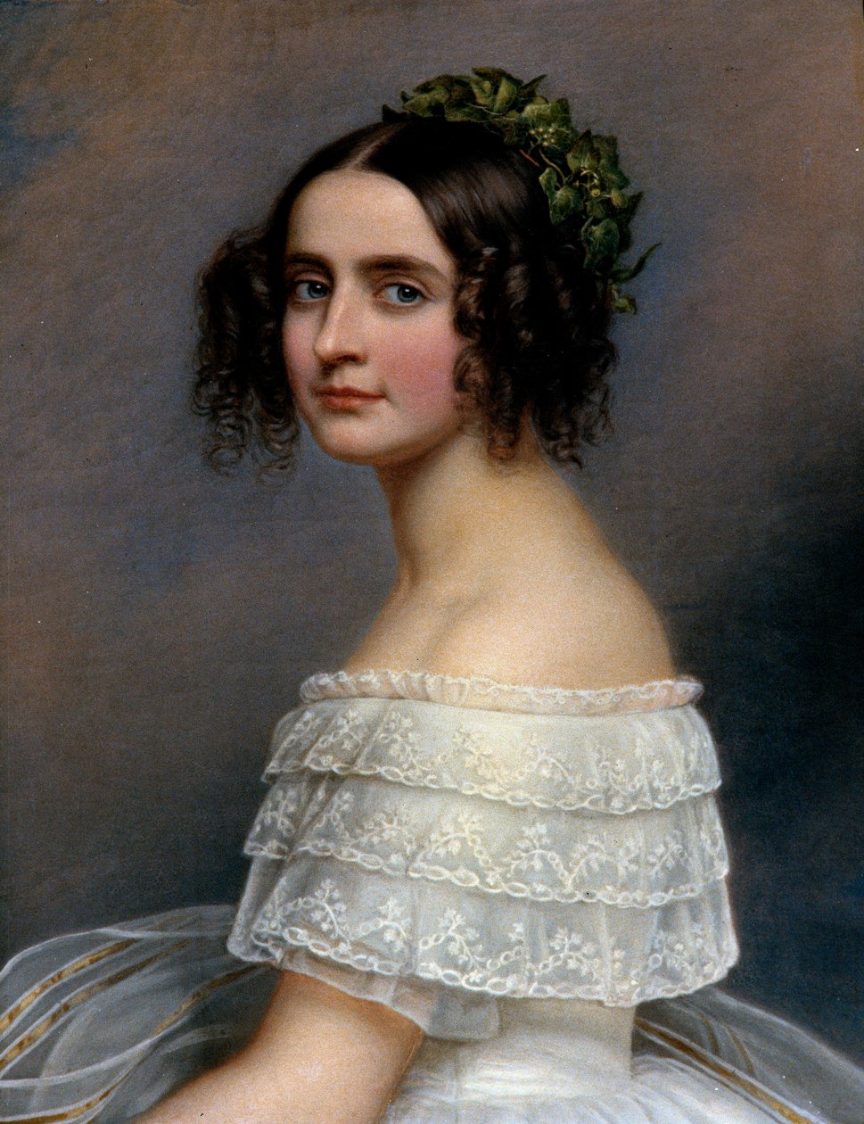 Porträtt av prinsessan Alexandra de Baviere (Alexandra Amalie von Bayern, Alexandra av Bayern) (1826-1875) - Målning av Joseph Karl Stieler (1781-1858) Ec. Allt av Joseph Carl Stieler