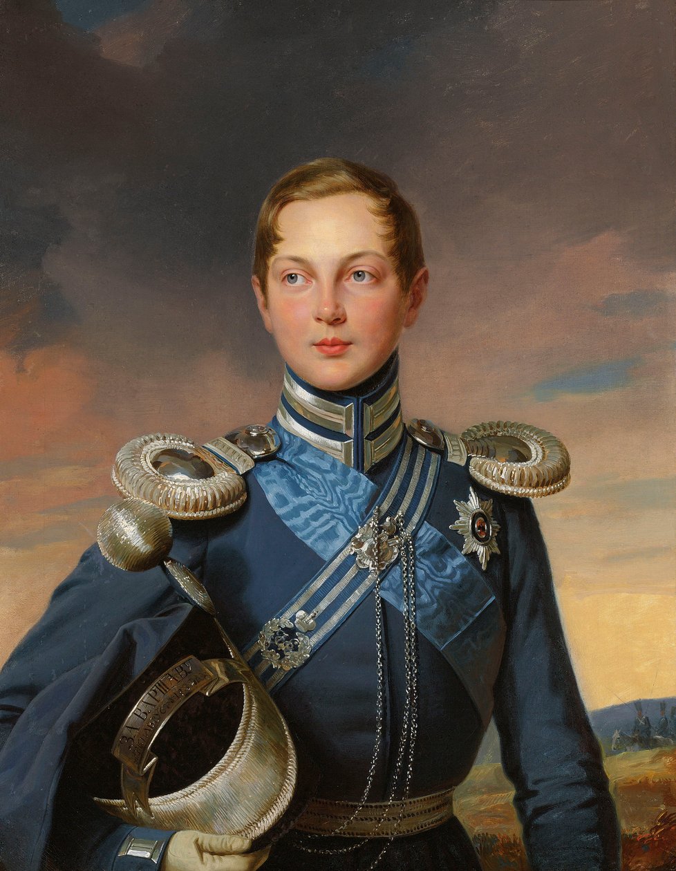 Porträtt av Tsarevich Alexander Nikolaevich av Ryssland 1818-1881. av Joseph Carl Stieler