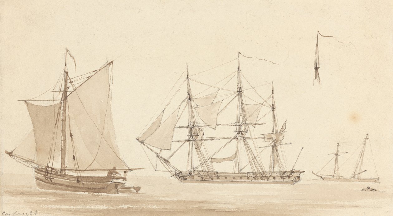 Schooner, Corvette och Fishing Smack av Joseph Cartwright