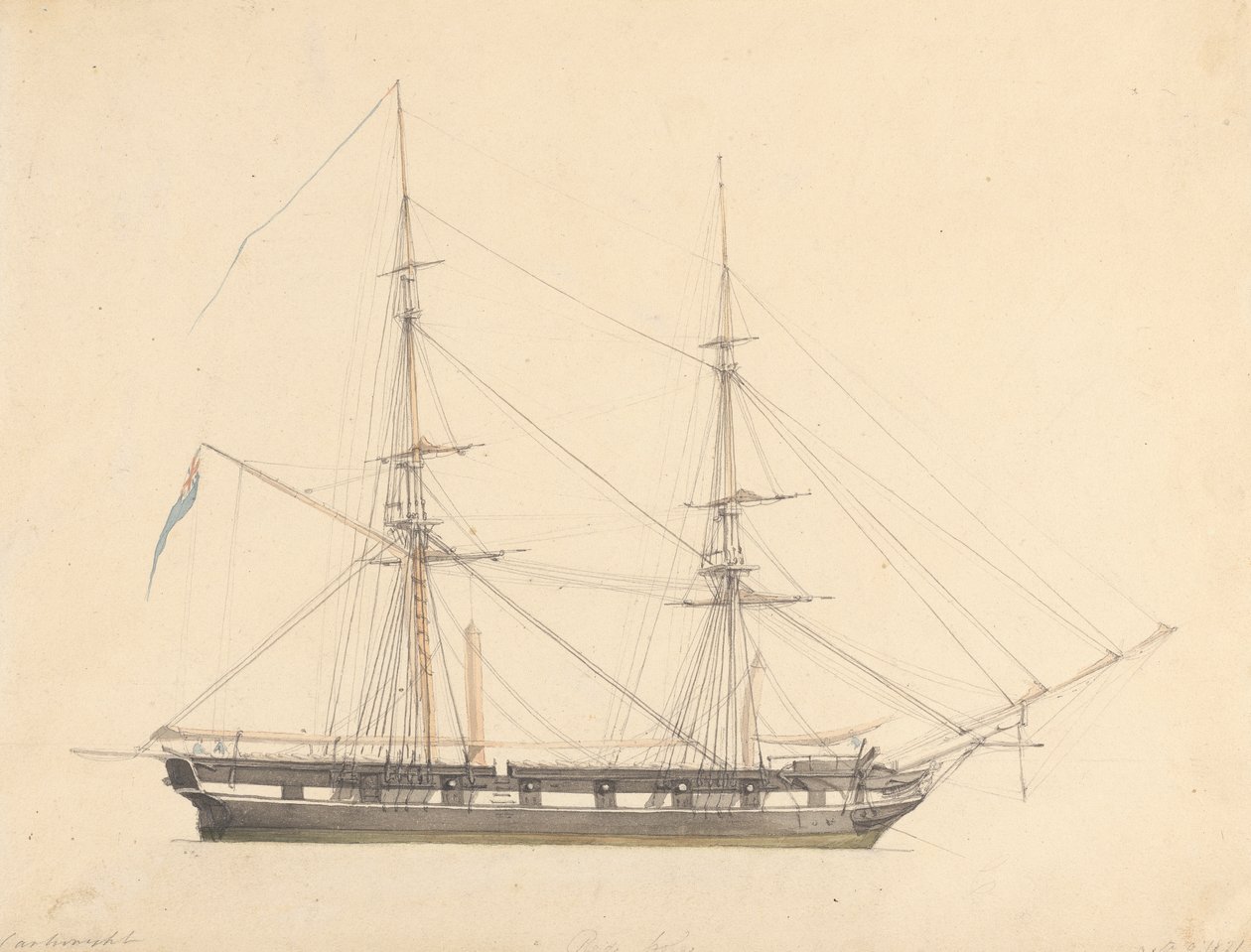 Single Brig med Union Jack och tre figurer av Joseph Cartwright