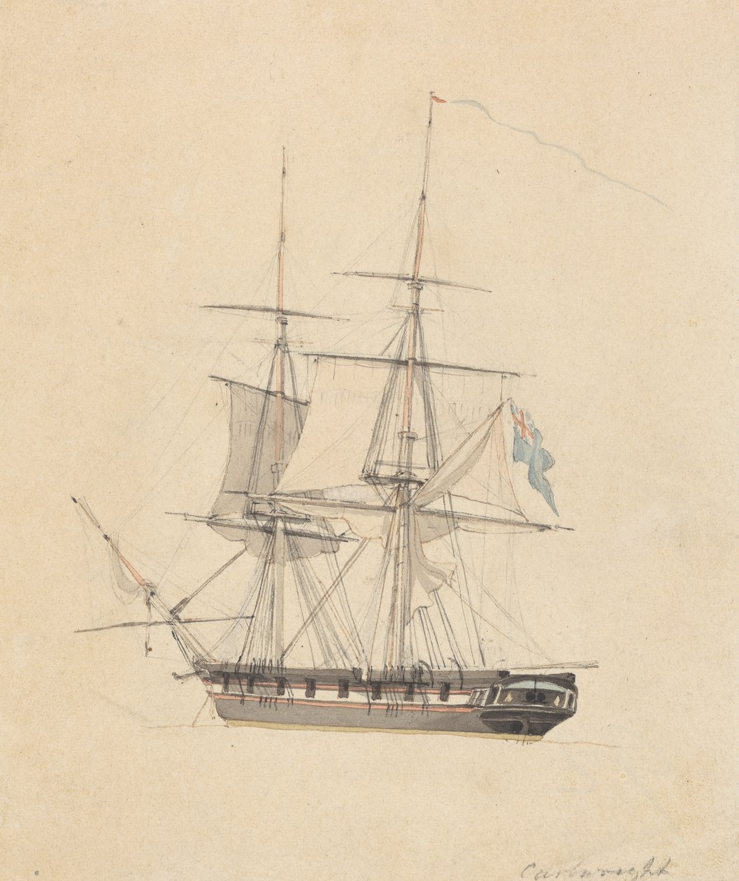 Singel hermafrodite brig, aktern framåt av Joseph Cartwright