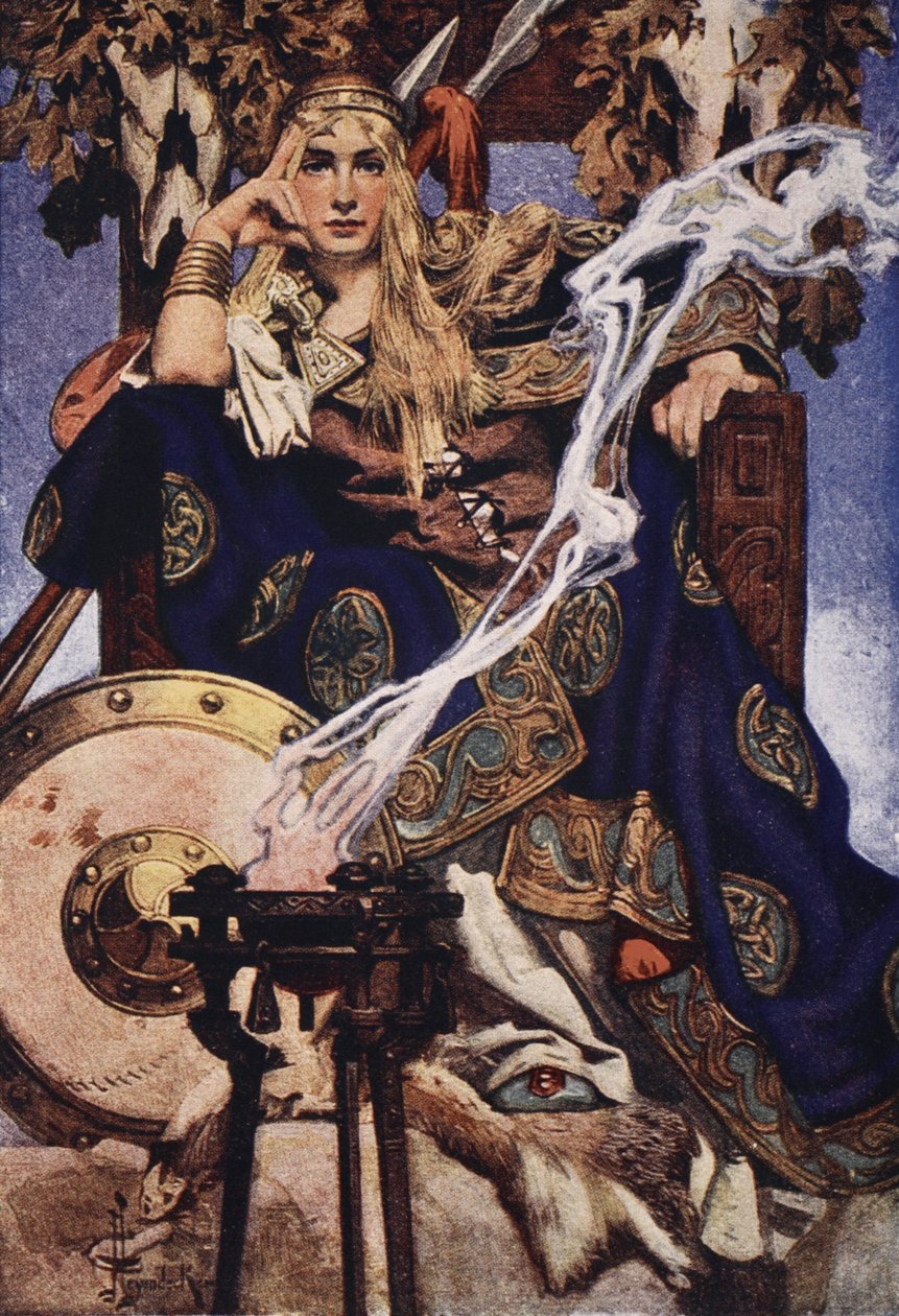 Queen Maev, frontispice från "Myths and Legends of the Celtic Race" av T.W. Rolleston av Joseph Christian Leyendecker