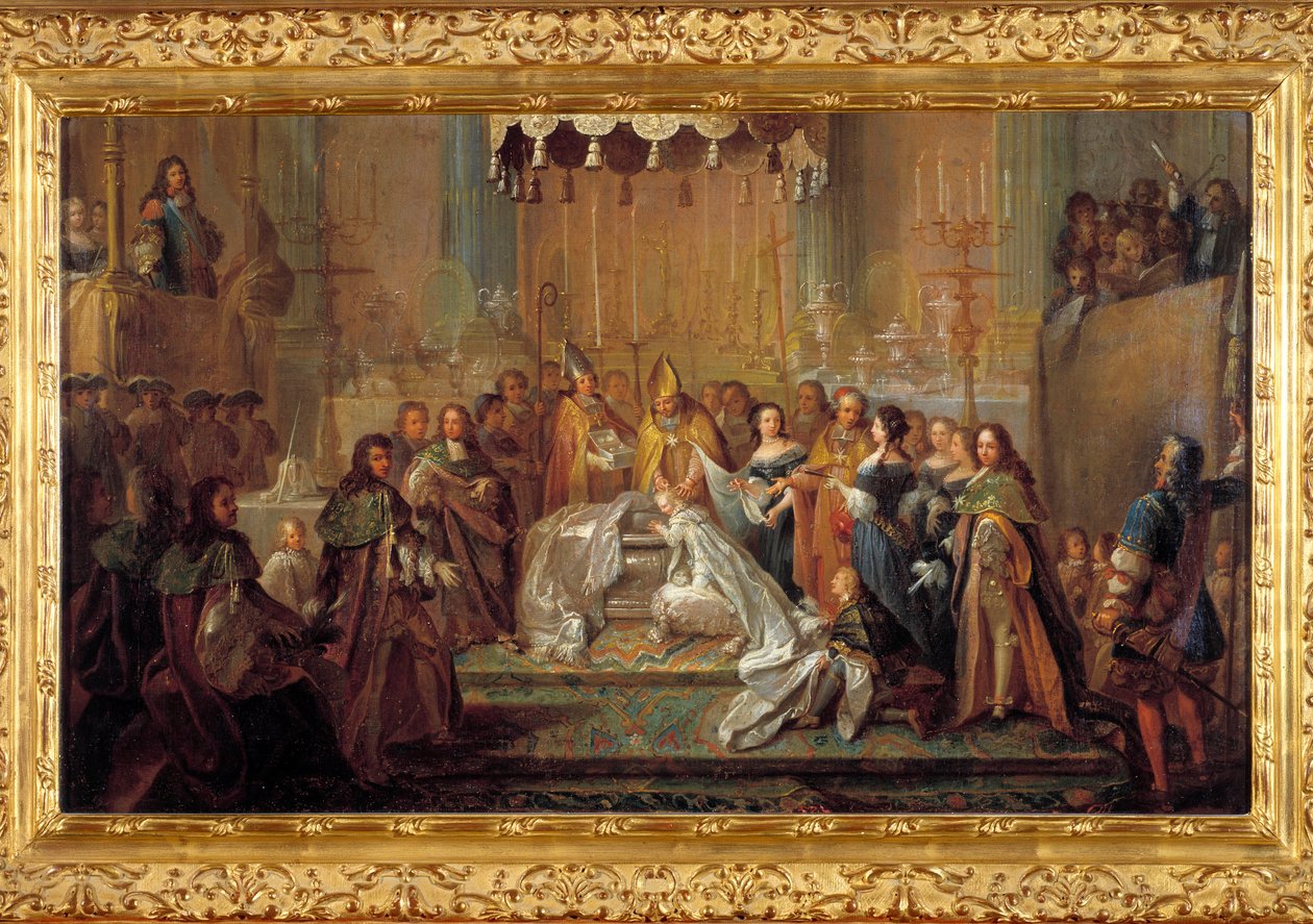 Dop av delfinen louis son till louis XIV (24 mars av Joseph Christophe