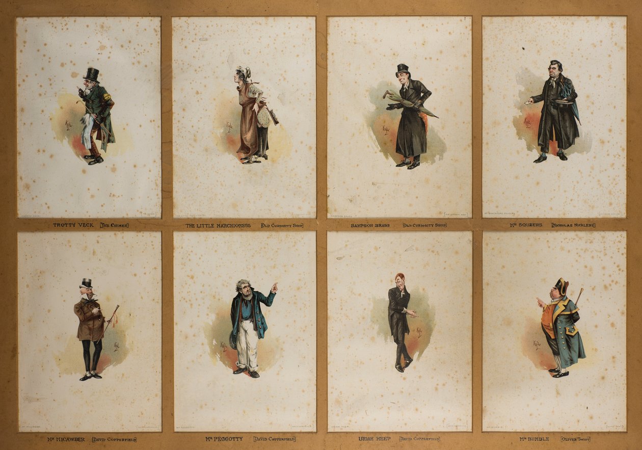 Åtta Dickensianska karaktärer (litografi) av Joseph Clayton  Clarke
