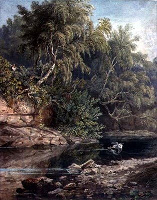 Woodland Scene, med en förvånad häger av Joseph Clayton Bentley