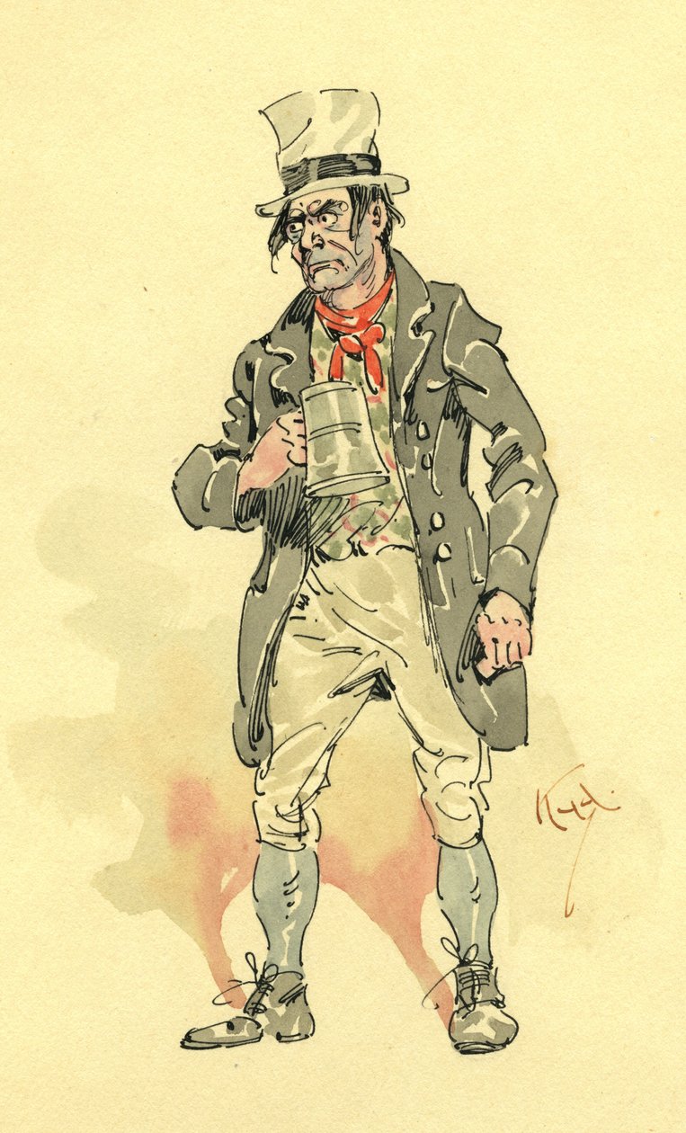 Bill Sikes (bläck och wc på papper) av Joseph Clayton Clarke