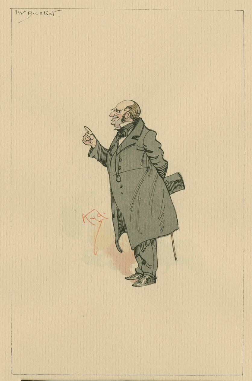 Mr Bucket, ca 1920-talet (penna och bläck med wc på papper) av Joseph Clayton Clarke