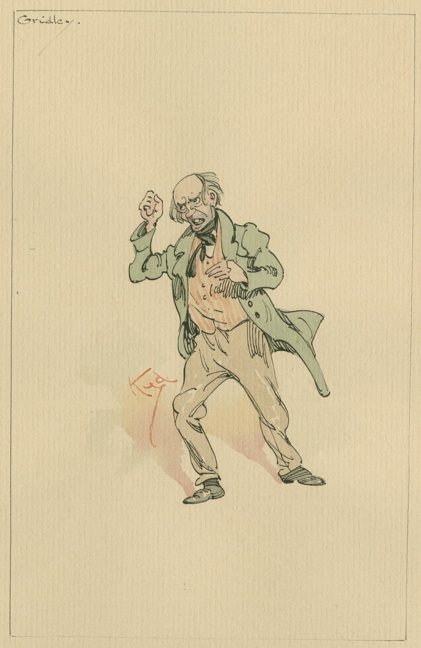 Mr Gridley, ca 1920-talet (penna och bläck med wc på papper) av Joseph Clayton Clarke