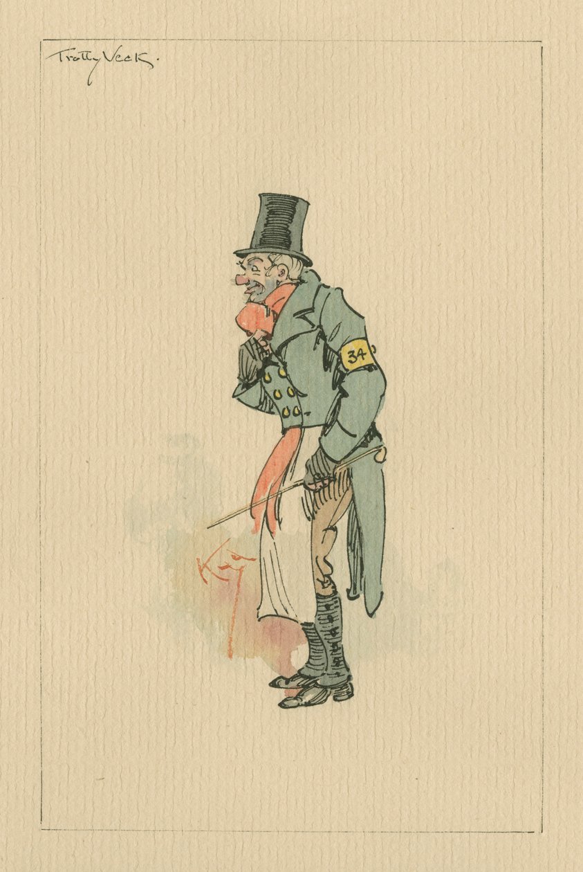 Trotty Veck - The Chimes, ca 1920-talet (penna och bläck med wc på papper) av Joseph Clayton Clarke