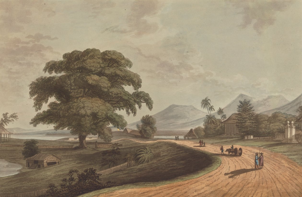 Fort Marlborough från Old Bencoolen, Sumatra, 1799 av Joseph Constantine Stadler