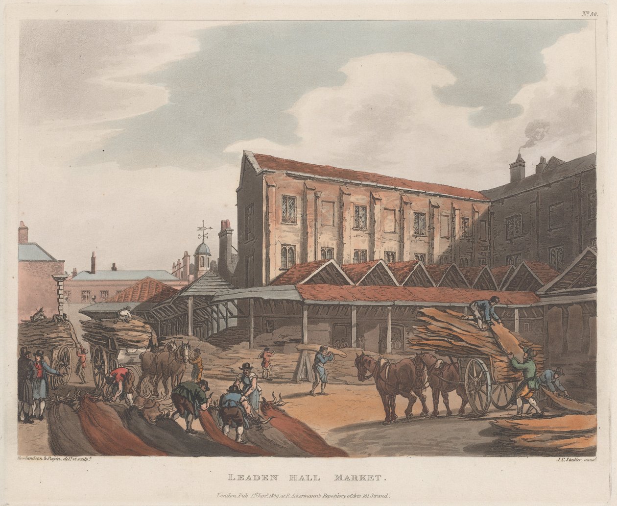 Leadenhall Market, 1 januari 1809., 1 januari 1809. av Joseph Constantine Stadler