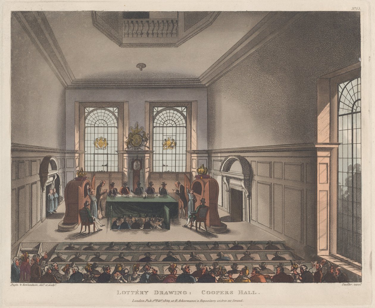 Lotteriteckning, Coopers Hall, 1 februari 1809., 1 februari 1809. av Joseph Constantine Stadler