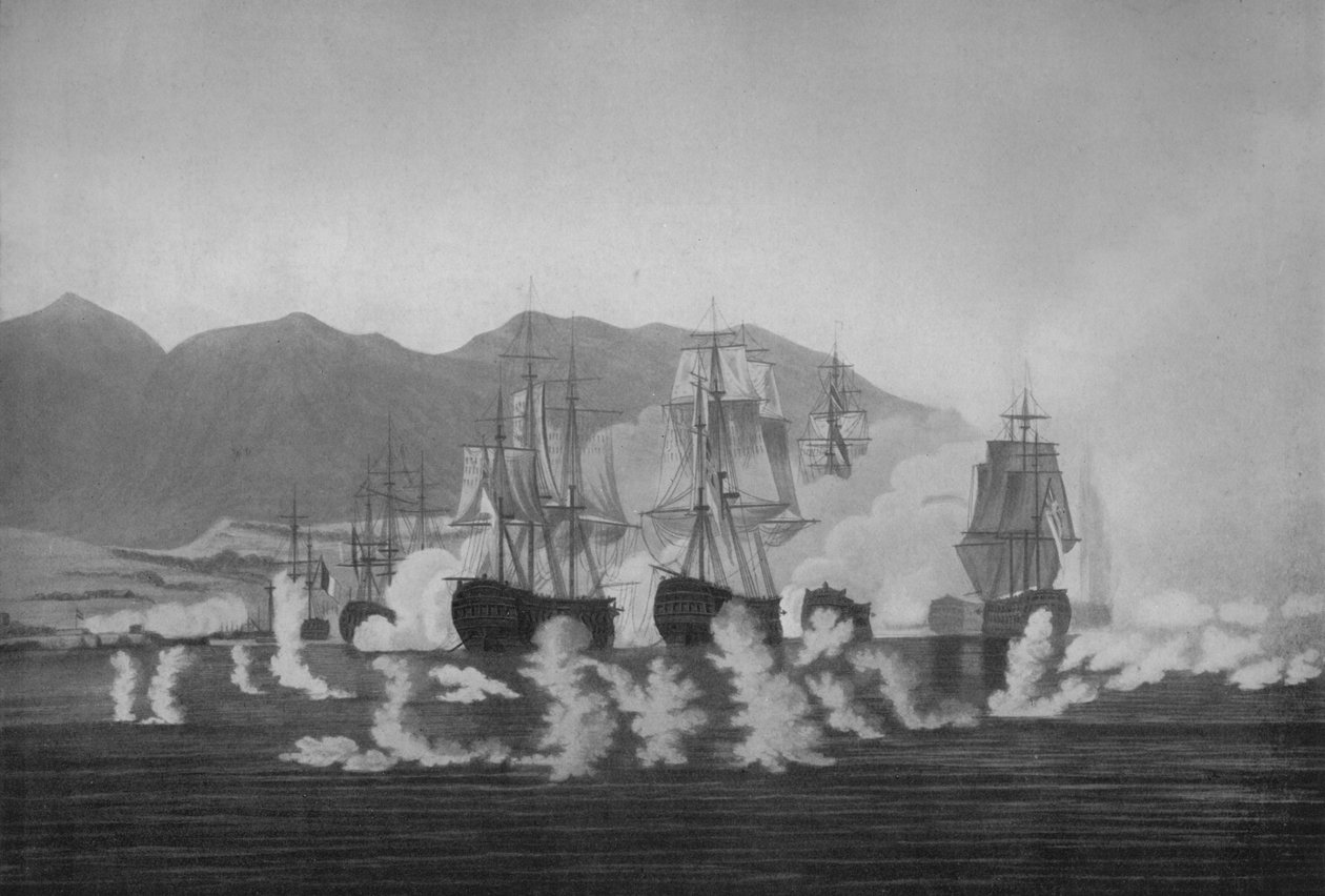 Saumarez utanför Algeciras, c1802 av Joseph Constantine Stadler