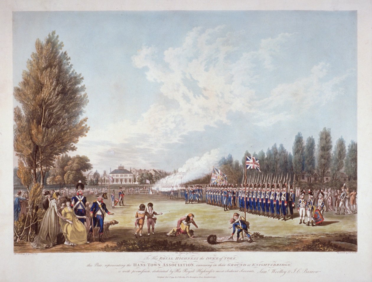 Hans-Town Association tränar på deras mark i Knightsbridge, London, 1799 av Joseph Constantine Stadler