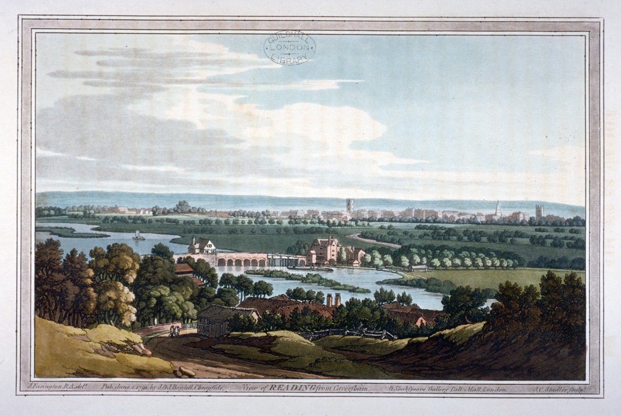 Utsikt över Reading från Caversham, Berkshire, 1793 av Joseph Constantine Stadler