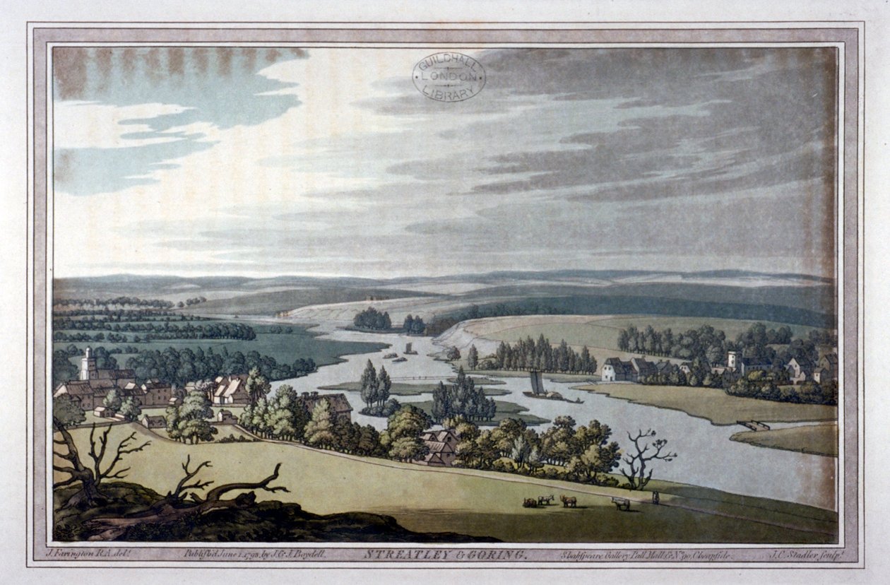 Utsikt över Streatley och Goring i Berkshire och Oxfordshire, 1793 av Joseph Constantine Stadler