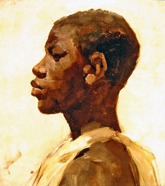Head of a Negro (olja på duk) av Joseph Crawhall