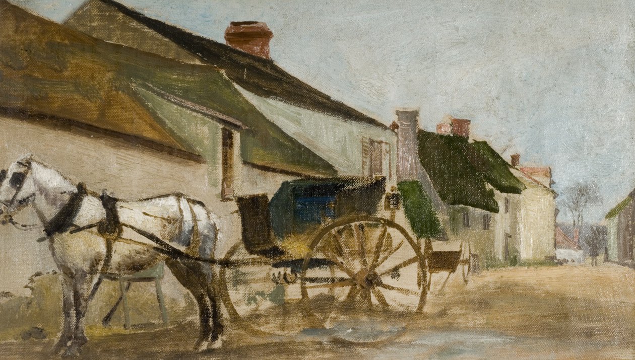 Ponny och vagn av Joseph Crawhall