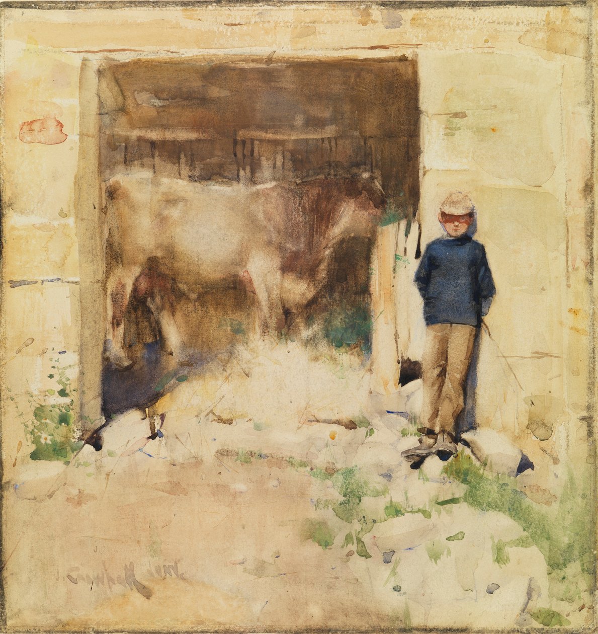 The Byre (akvarell på papper) av Joseph Crawhall