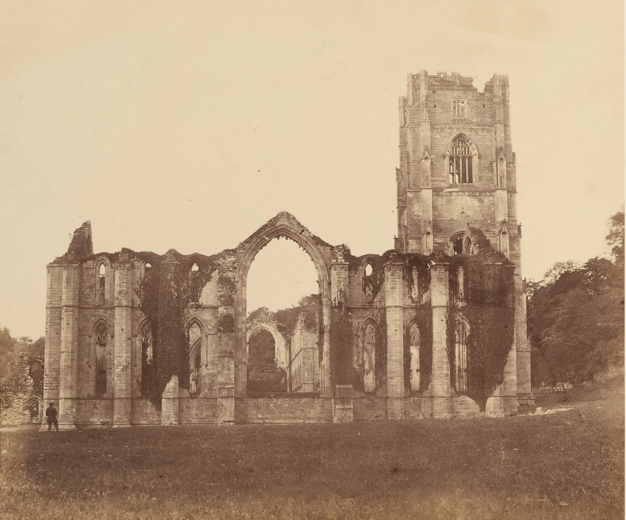 Fountains Abbey. De nio alters kapell, exteriör, 1850-talet. av Joseph Cundall