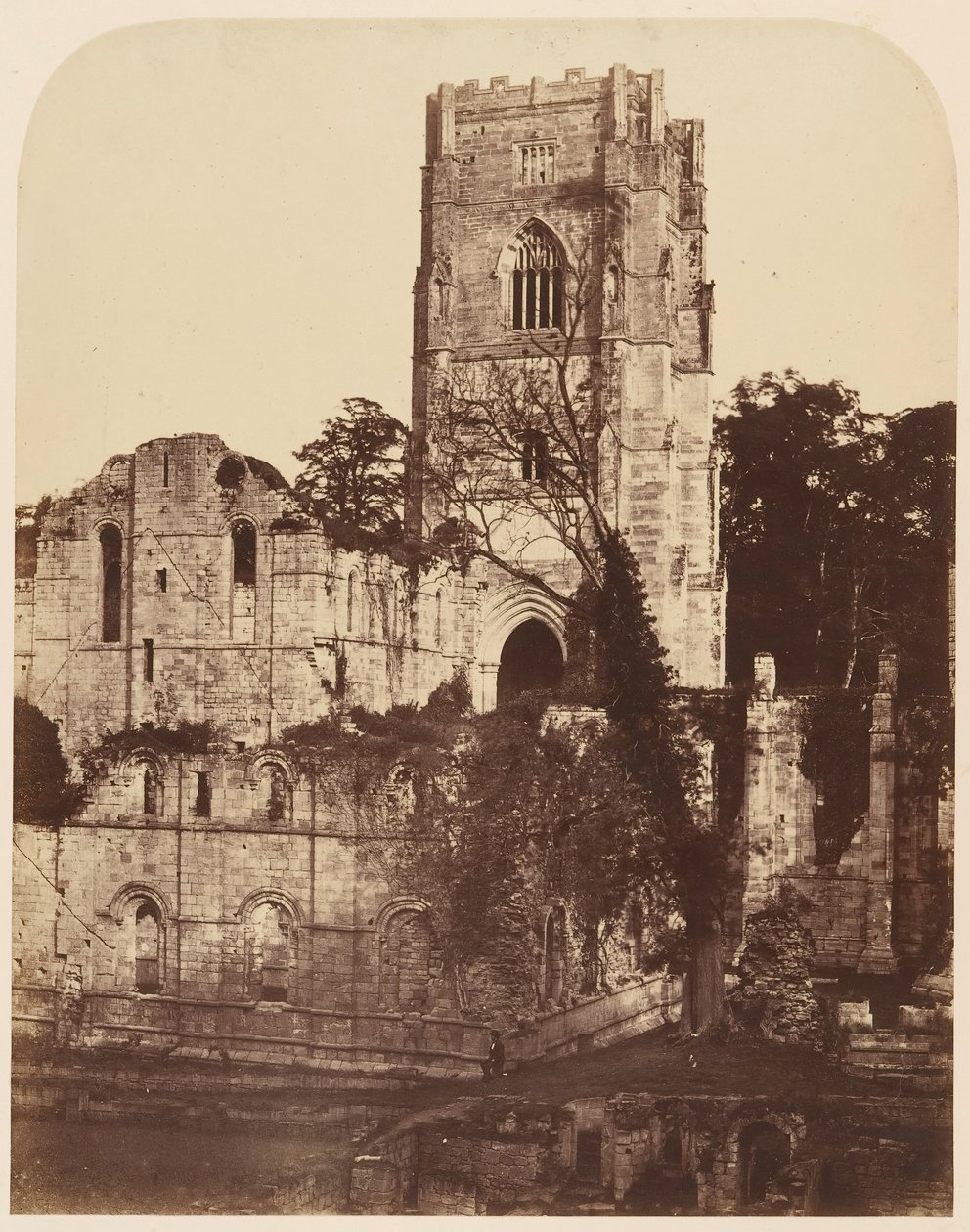Fountains Abbey. Kyrkan och kapitelhuset, 1850-talet. av Joseph Cundall
