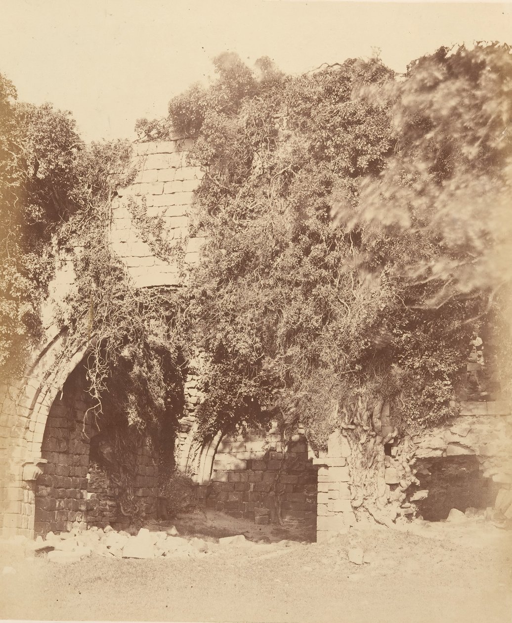 Kirkstall Abbey. Ruiner på södra sidan, 1850-talet. av Joseph Cundall