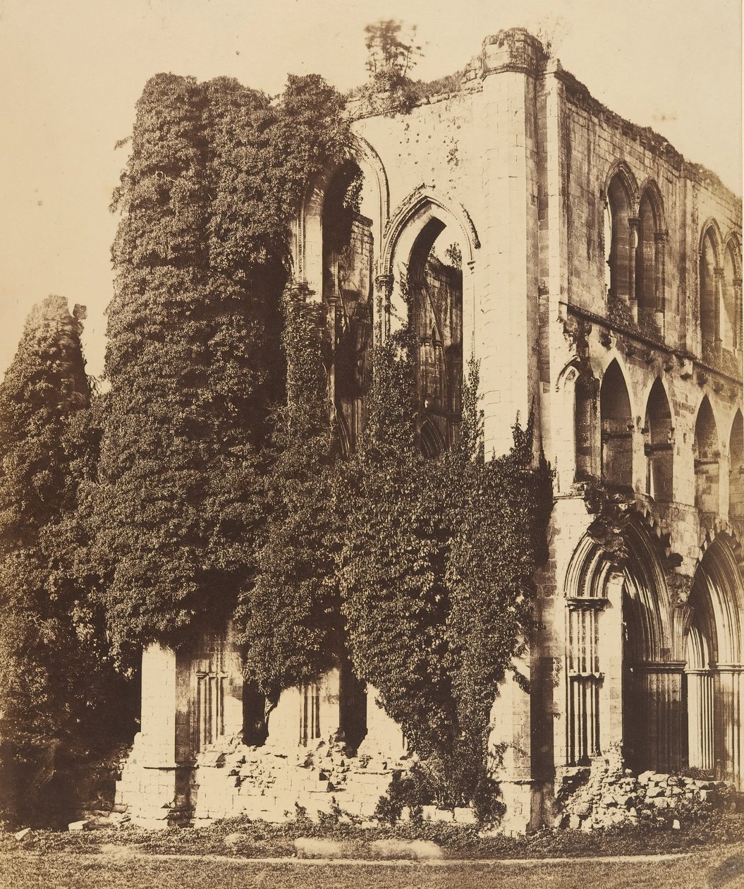 Rievaulx Abbey. Allmän vy från söder, 1850-talet av Joseph Cundall