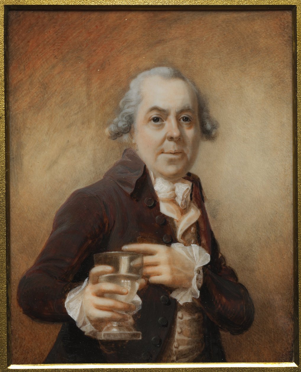 Porträtt av en man som håller i ett glas, ca 1780-tal (akvarell på elfenben) av Joseph Daniel
