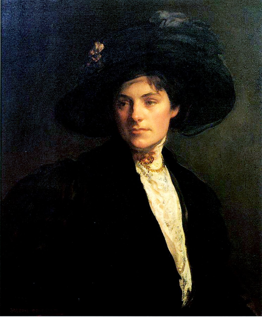 Kvinna med svart hatt, 1910 av Joseph DeCamp