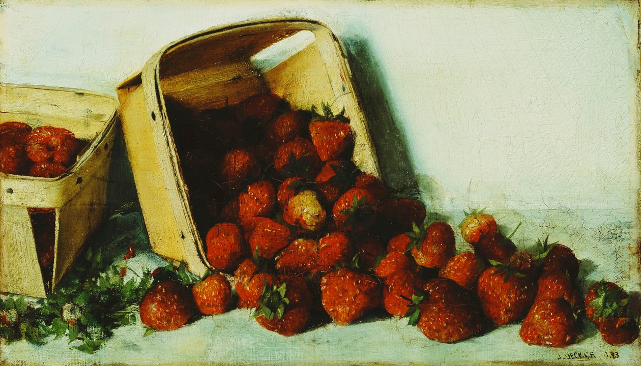 Korg med jordgubbar, 1883 av Joseph Decker