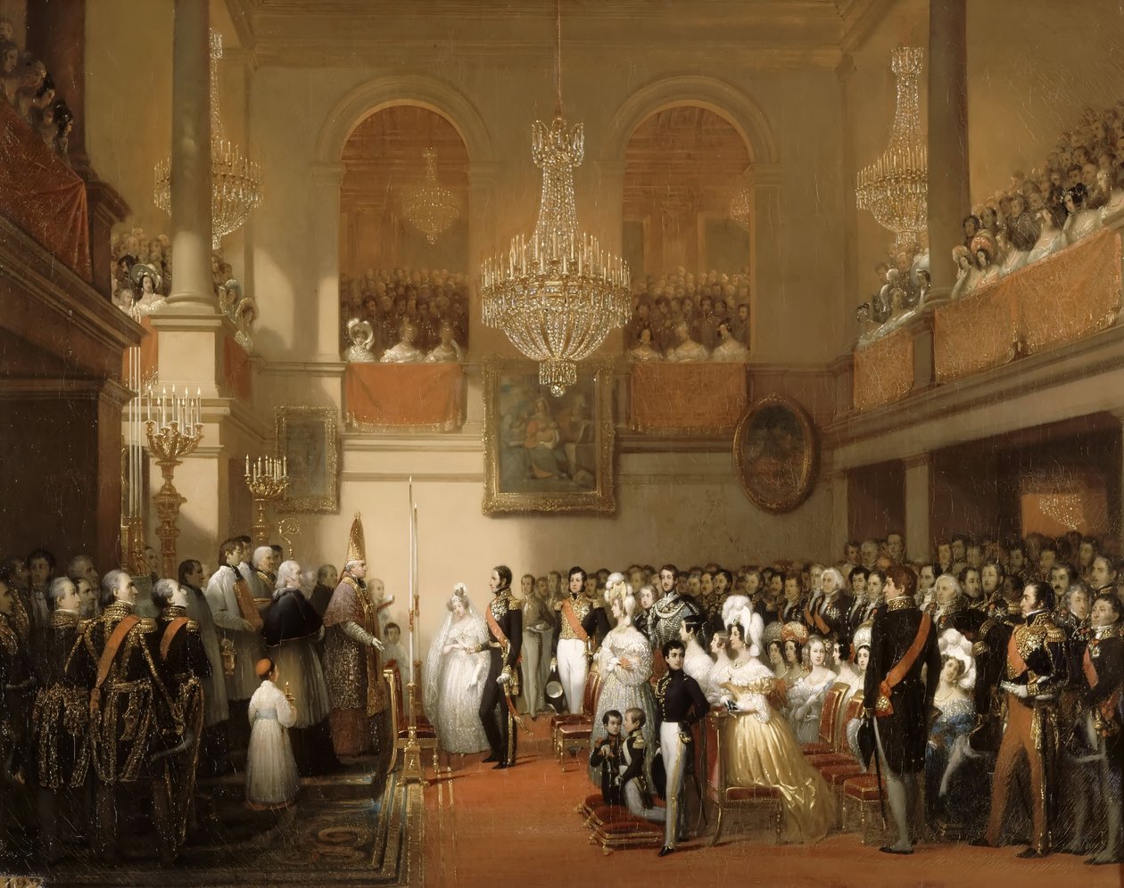 Äktenskap mellan Leopold I av belgarna och prinsessan Louise av Orléans på Château de Compiègne, Au av Joseph Desire Court