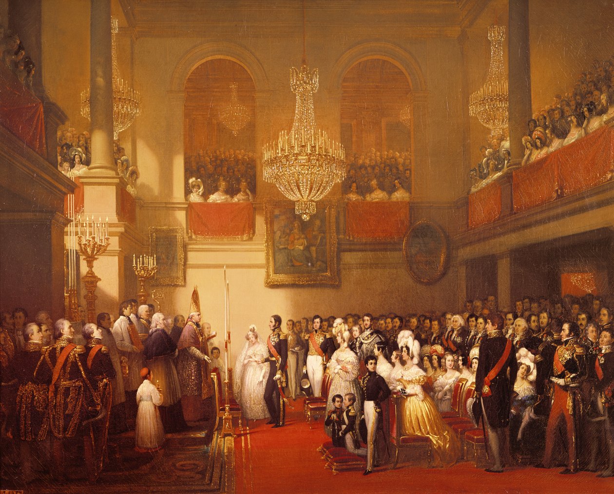 Leopold I:s (1790-1865) bröllop med prinsessan Louise av Orleans (1812-50) i Compiegne den 9 april 1832 av Joseph Desire Court